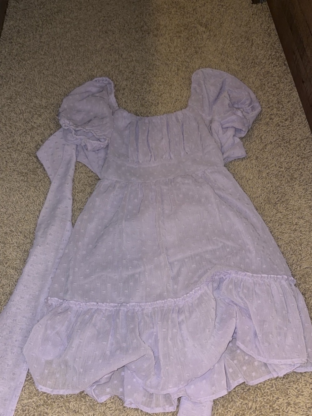 Altar'd State Lavender Puff-Sleeve Backless Dress